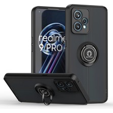 Eabhulie Oppo Realme 9 Pro Için Yüzük Stand Mat Sert Silikon Telefon Kılıfı - Siyah (Yurt Dışından)