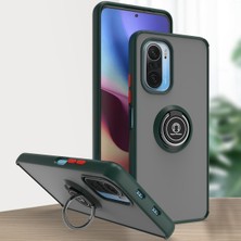 Eabhulie Xiaomi Redmi K40 / K40 Pro Için Yüzük Stand Mat Sert Silikon Telefon Kılıfı - Koyu Yeşil (Yurt Dışından)