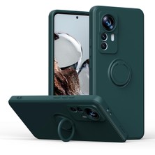 Eabhulie Xiaomi 12T / Xiaomi 12T Pro Için Ince Silikon Yüzük Stand Telefon Kılıfı - Midnight Green (Yurt Dışından)