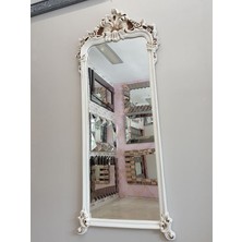 Ayna Denizi Vintage Madam Model Eskitme Beyaz Renk Dekoratif Boy Aynası