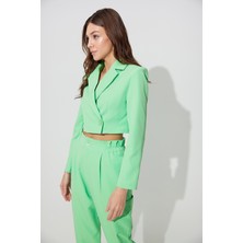 Sherin Yeşil Kruvaze Yaka Blazer Ceket SS23J4728YE