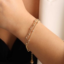 Sembol Gold Kuş Kafesi Altın Bileklik Üç Zincirli