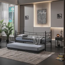 Unimet Daily Yavrulu Karyola Daybed Tek-Çift Kişilik Karyola+Yatak Seti Siyah