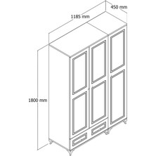 Moxen Mobilya Dbc2 Çekmeceli 3 Kapılı Dolap