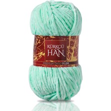 Kürkçü Han Kadife 100 gr Su Yeşili Örgü İpi %100 Polyester Yumuşak ve Sağlam Malzeme