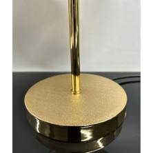 Navemu Pena Abajur ( Gold Metal Gövde /  Q22 cm Konik Başlık / Çöl Beji)  JR1330100