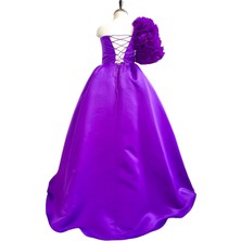 Zühre Balaban Mor Rosetta Kız Çocuk Abiye Elbise, Özel Gün, Girl Evening Dress Toddler Dress