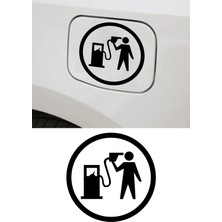 Mıgnatıs 13 x 13 cm Benzin Deposu Sticker Araba Yakıt Deposu Araba Oto Sticker Siyah