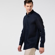 Nautica Erkek Lacivert Classic Fit Uzun Kollu Keten Gömlek W35101T.4NV