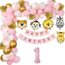 Çıtı Pıtı Store Safari Folyo Kafalı 1 Yaş Doğum Günü Balon Zincir Set