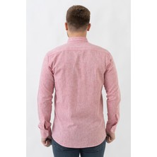 White Stone Malta G2303 Keten Regular Fit Pamuklu Gömlek Kiremit