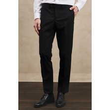 Altınyıldız Ekstra Slim Fit Dar Kesim Kırlangıç Yaka Siyah Takım Elbise 4A3010000064