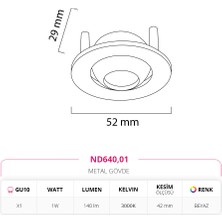 Nevo Sıva Altı Yıldız Spot Beyaz 1W 3000K Gün ışığı ND640