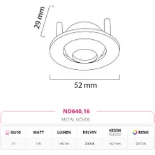 Nevo Sıva Altı Yıldız Spot Saten 1W 3000K Gün Işığı ND640