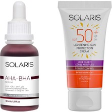 Solaris Cilt Tonu Eşitleyici Canlandırıcı Aha %10 + Bha %2 Serum 30 ml ve Güneş Kremi Leke Karşıtı Spf 50+ (50 Ml)