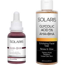 Solaris Cilt Tonu Eşitleyici Canlandırıcı Aha %10 + Bha %2 Serum 30 ml Aha Bha Tonik 200 ml