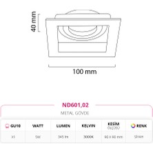 Nevo Sıva Altı Spot Siyah 5W 3000K Gün Işığı ND601