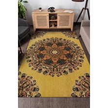 Homshtag Tezhip Pamuklu Dokuma Tabanlı Yıkanabilir Dekoratif Halı