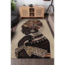 Homshtag Afrikalı Kadın Pamuklu Dokuma Tabanlı Yıkanabilir Dekoratif Halı