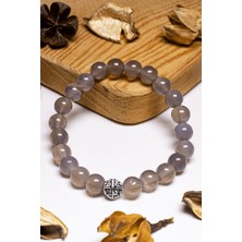 Tesbih Atölyesi Sertifikalı Gri Akik Taşı Bileklik - Gümüş Aparatlı