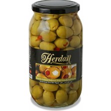 Herdan 1000 cc Cam Kavanoz Biber Dolgulu Yeşil Zeytin ( Net 600 gr)