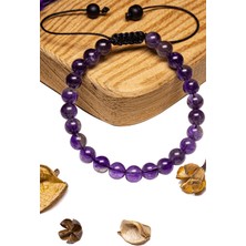 Tesbih Atölyesi Sertifikalı Aaa+ Kalite Orijinal Ametist Taşı Bileklik - Brezilya