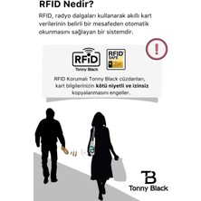 Tonny Black Otomatik Mekanizmalı Kutulu Rfid Korumalı Hırsızlık Engelleyici Para & Kartlıklı Cüzdan Siyah