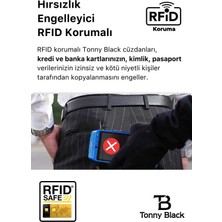 Tonny Black Otomatik Mekanizmalı Kutulu Rfid Korumalı Hırsızlık Engelleyici Para & Kartlıklı Cüzdan Siyah