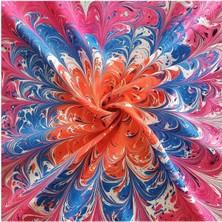 ElifEbru Exclusive Handicrafts Ebru Sanatı El Yapımı Özel Koleksiyon Twill Ipek çok renkli Eşarp Ozltıe 18
