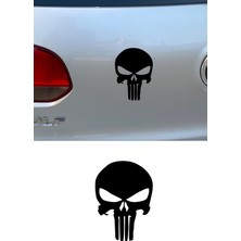 Mıgnatıs Araç, Motor, Bisiklet, Laptop Stickerları Punisher Kurukafa Logo Siyah 10X8CM