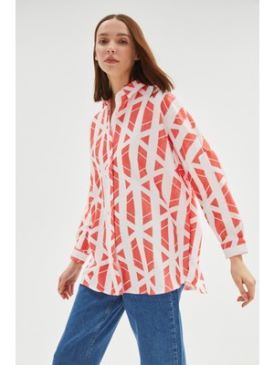 June Exclusive Desenli Oversize Gömlek