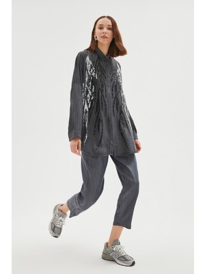 June Exclusive Payet Detaylı Oversize Gömlek