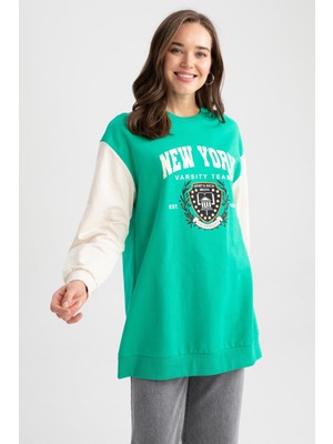 DeFacto Relax Fit Bisiklet Yaka Renk Bloklu Sweatshirt Tunik Z2073AZ23SP