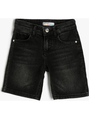 Koton Kot Şort Cepli Pamuklu - Regular Jean Beli Ayarlanabilir Lastikli