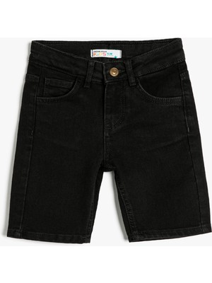 Koton Kot Şort Cepli Pamuklu - Straight Jean Beli Ayarlanabilir Lastikli