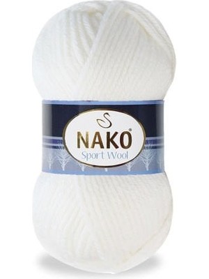 Nako Sport Wool 208 5 Adet Eşarp Bere Panço Hırka Iplikleri Beyaz