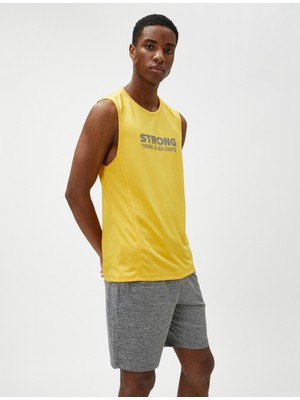 Koton Spor Atlet Slogan Baskılı Bisiklet Yaka Kolsuz