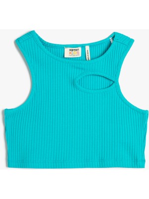 Koton Crop Üst Pencere Detaylı Kolsuz Yuvarlak Yaka Ribanalı Pamuklu