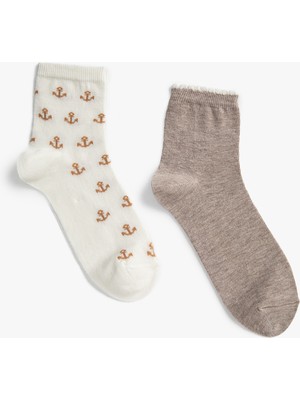 Koton 2'li Çorap Seti Çapa İşlemeli