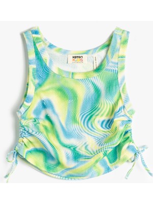 Koton Crop Üst Kolsuz Yuvarlak Yaka Yanları Bağlamalı