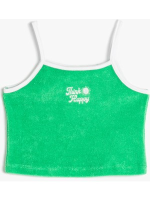 Koton Crop Üst Askılı Havlu Kumaş Işleme Detaylı Pamuklu