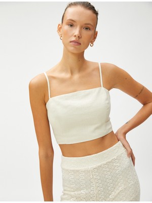 Koton Keten Karışımlı Crop Bluz