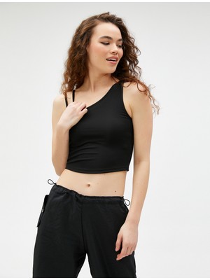 Koton Crop Atlet Asimetrik Yaka Fitilli