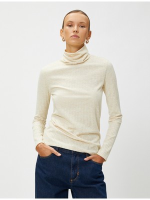 Koton Uzun Kollu Tişört Balıkçı Yaka Yumuşak Dokulu