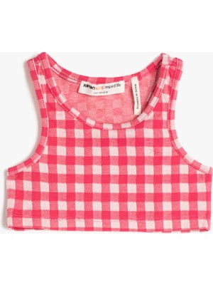 Koton Crop Üst Kolsuz Yuvarlak Yaka Pamuk Karışımlı