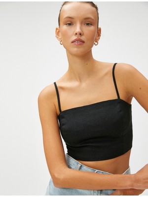 Koton Keten Karışımlı Crop Bluz