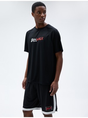 Koton Oversize Spor Şort Beli Lastikli Basketbol Baskılı