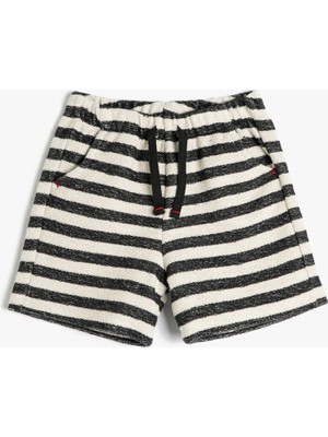 Koton Şort Beli Bağlamalı Cepli Pamuklu Dokulu