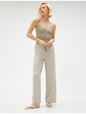 Koton Bol Paça Pantolon Cepli Beli Bağlamalı