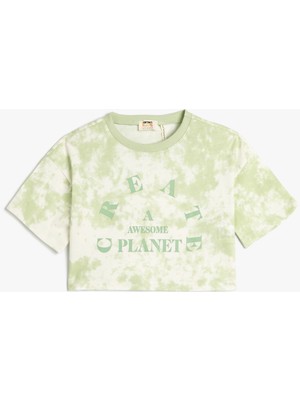 Koton Crop Oversize Tişört Baskılı Pamuklu